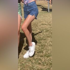 & Other Stories medium wash denim shorts